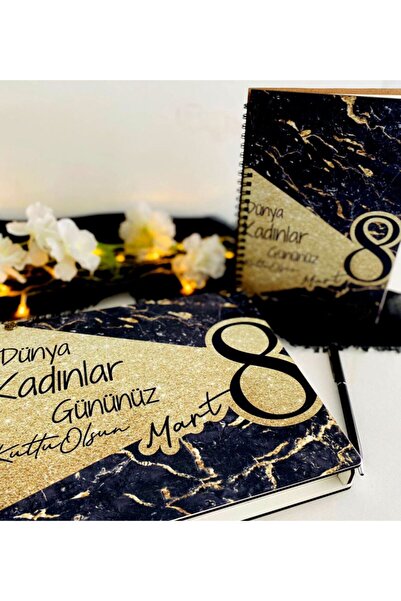 LİNOVERA Women's Day Wooden Notebook Pen Set with Wooden Box