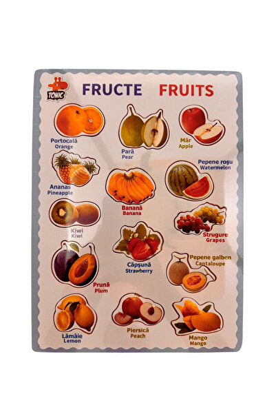 OEM Puzzle educativ din lemn cu fructe - denumiri in romana si engleza, stil ...