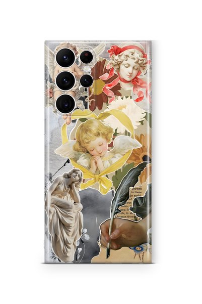 FLAMENKO Samsung Galaxy S23 Ultra Compatible Angels and Sculpture Collage Pat...