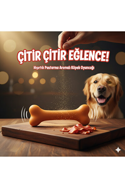 Tasma Market Bone-Shaped Dog Toy – 12.6 Cm, Squeaky and Bacon Flavored, for Small and Medium Breeds