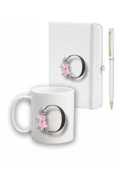LİNOVERA Flower Pattern Agenda, Mug and Pen Set