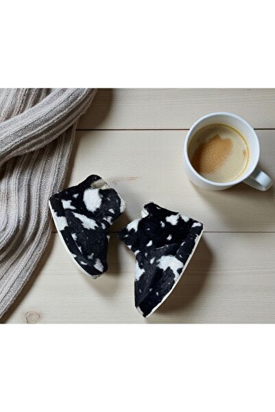 İpek Women's Spotted Plush Fluffy Non-Slip Sole Home Boots Slippers