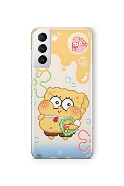 FLAMENKO حافظة هاتف سامسونج جالاكسي S22 شفافة بنمط سبونج بوب