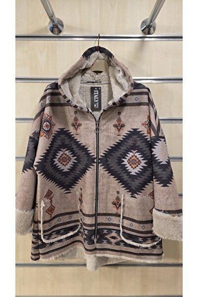 Park Moda Ethnic Pattern Inside Plush Coat