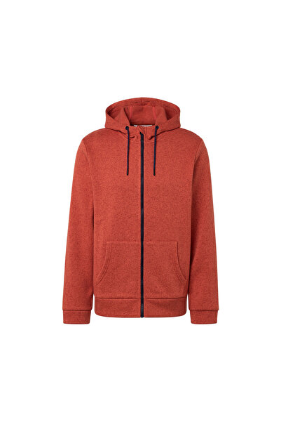 Tchibo Men's Hooded Knitted Fleece Jacket, Orange