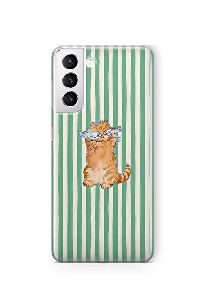 FLAMENKO حافظة هاتف شفافة بنمط قطة ذات عيون سمكة لهاتف سامسونج جالاكسي S22