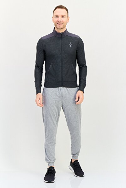 SKECHERS Men Sportswear Fit Long Sleeve Outdoor Track Top, Heather Grey