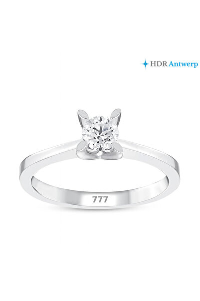 777 diamond HRD Sertifika 0,30 Karat F SI2 14 ayar Beyaz Altın Tektaş Pırlanta Yüzük-777 Diamond