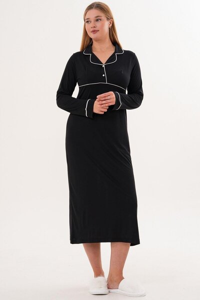 Mecit Pijama Mecit 6335 Black Women's Dressing Gown Nightgown Pajamas Set of 4