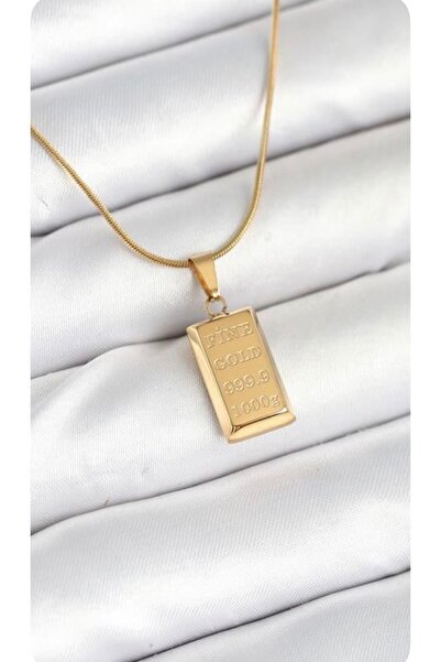 staınless steel Külçe altın model çelik kolye