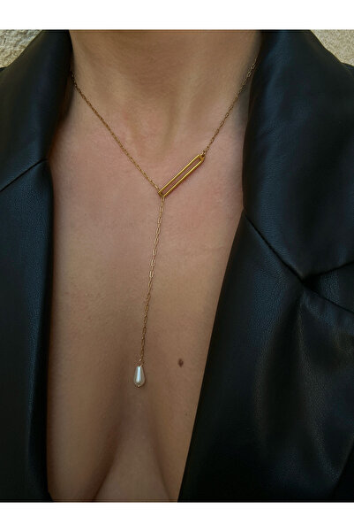 pop up store Stainless Steel Pearl Detail Minimal Necklace