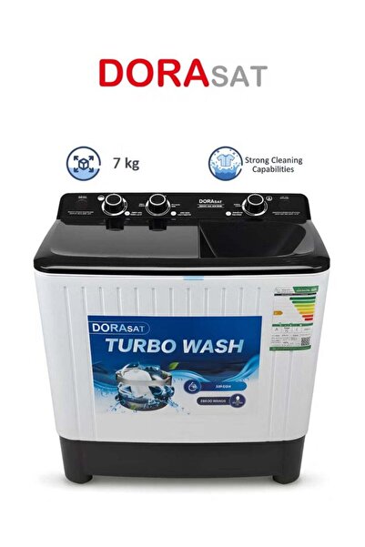 DORASAT Dora Sat Twin Tub Washing Machine - Top Load - 7 kg - White/Black - DS7TWM