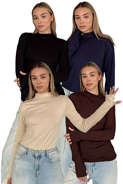 RDK Giyim Жіночий 4-комплектний боді з детальним оздобленням пальців - чорний...