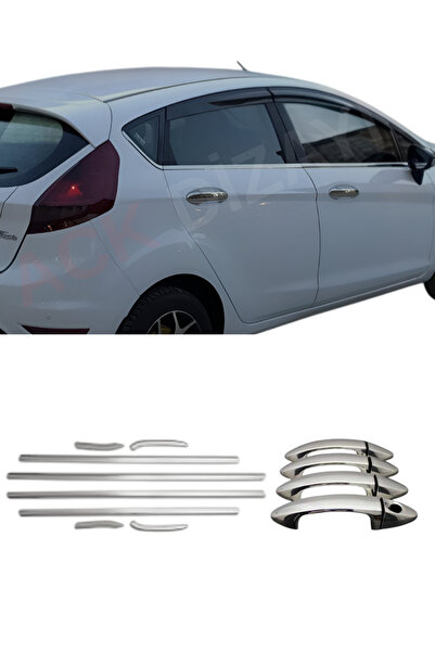 ACK Dizayn FORD FİESTA 2008-2017 ARACA ÖZEL KROM CAM ÇITASI + KROM KAPI KOL 2...