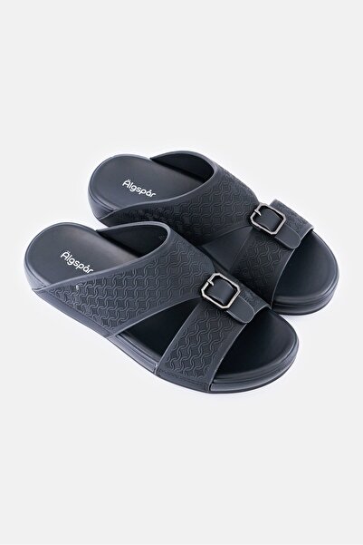 Algspar Men Slip On Arabic Sandals, Black
