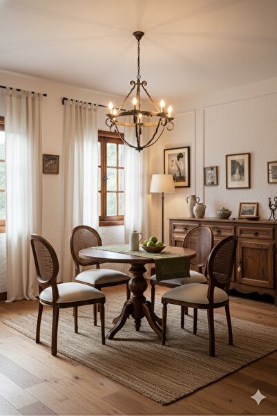 Alaylı Mobilya Madalyon Ahşap Masa Sandalye Takımı - Hazeranlı Madalyon Sanda...