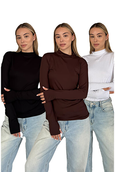 RDK Giyim Γυναικείο Σετ 3 τεμαχίων Φορμάκι με λεπτομέρεια στα δάχτυλα - Μαύρο...