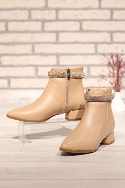 DERİ KABUSU Women's Ankle Boots with Stone Detail 225