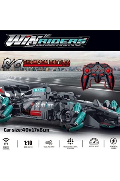 CREATIVE Remote control racing car with smoke effect, lights, 25 km/h, 360° rotation, black-green