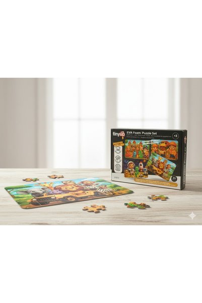 Tinyup 24 Piece Snap-On Eva Puzzle, Safari