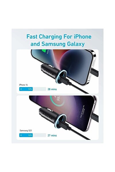 Anker 52W Car Charger with USB-C and USB-A Ports