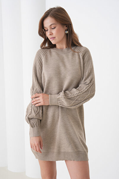 MAMAYAGA Дамска дълга, плетена на ръка туника с дължина до врата, стилна зимна плетена дреха, пуловер в големи размери