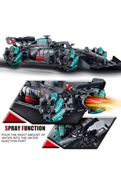 CREATIVE Remote control racing car with smoke effect, lights, 25 km/h, 360° rotation, black-green