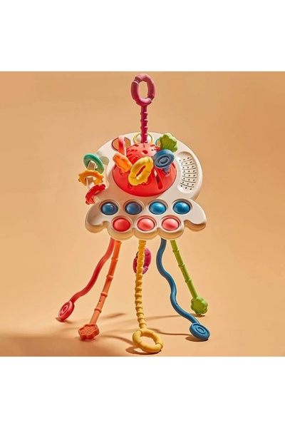 CREATIVE Interactive baby toy, sensory octopus, 6 colored strings, 18 months+, 27 x 13 cm, multicolor