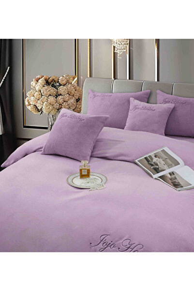 JOJO HOME Cocolino bedding set, faux rabbit fur, with elastic, 6 pieces, 180x200cm, Purple