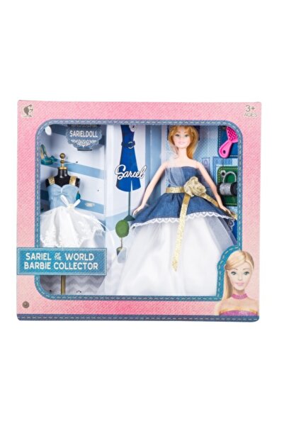 CREATIVE Păpușa Sariel pentru copii 3+, cu 2 rochițe și 2 accesorii, flexibilă, alb-albastru