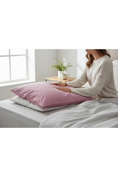 Ercahome tekstil أغطية وسائد فردية من قماش رانفورس، مسامية للهواء، بلون وردي ...