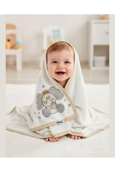 asliva منشفة استحمام للأطفال وليفة استحمام - بغطاء رأس قطن بنمط الفيل الملكي ...