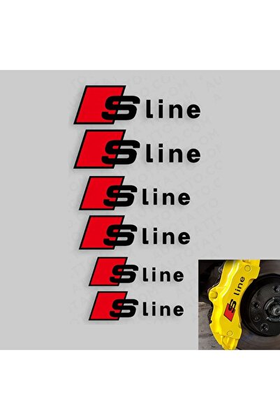 PBauto Car Sticker Set, Audi S Line, For Brake Calipers, Black, 6 Pieces