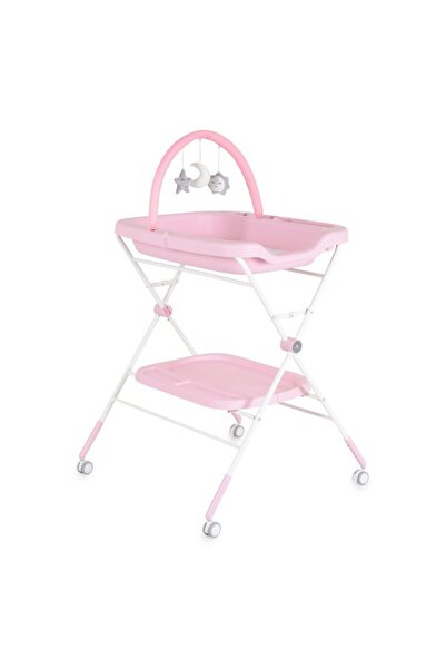 Cangaroo Masă de înfășat pliabilă Croco Pink – cu rafturi, roți și jucării, p...