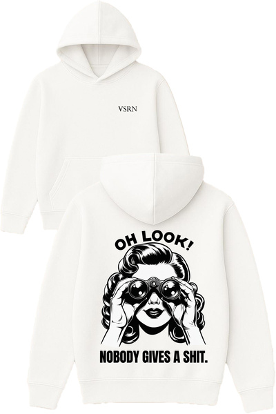 VSRN أوه، تبدو الأمرًا كأن لا أحد يهتم بتصميم مطبوع قصة فضفاضة سويت شيرت أبيض...