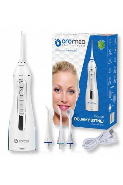 OROMED جهاز تنظيف الأسنان بالماء اللاسلكي– جهاز ري الأسنان مع 4 رؤوس قابلة لل...
