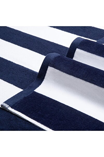 Generic LULUHOME Plush Oversized Beach Towel - 36 x 70in Navy Blue Striped