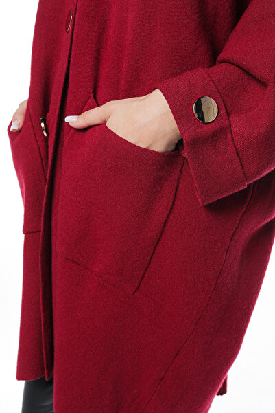 Jolenttine Oversized jacket with golden buttons, burgundy