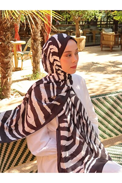 Modakaşmir شال حرير ميديني أسود وأبيض