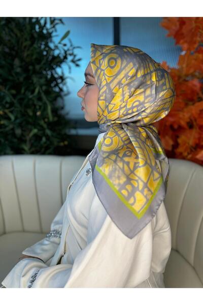 QLLİA OX Geometrik Desen Vual İpek Eşarp Günlük Ve Şık Kombinler