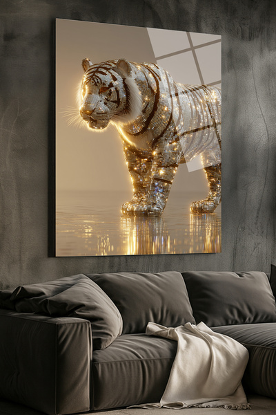 STARYUNA Pictură cu tigru strălucitor din sticlă rezistentă la spargere Yuna1000