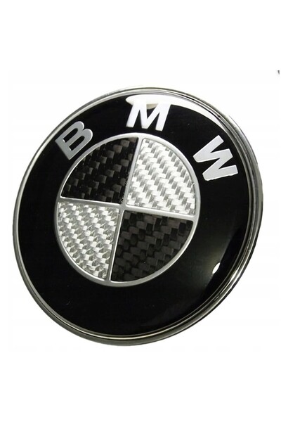 BMW Carbon Emblem 82mm, white-black
