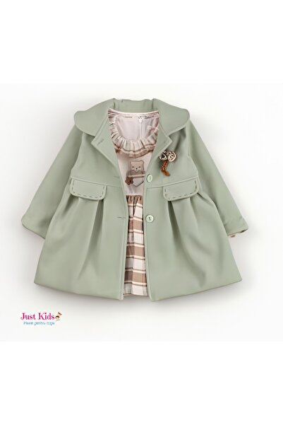 Baby Rose Palton verde pentru fete, 9-24 luni