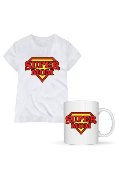 T&M Personalizare Set personalizat tricou + cană - Super MOM, mom, alb, M INT...