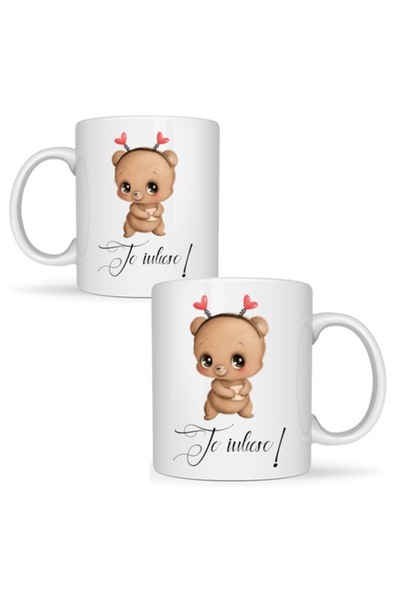 T&M Personalizare Cană personalizată „Te iubesc” - ursuleți de pluș, Ziua Înd...