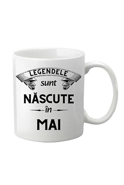 T&M Personalizare Cană personalizată - Legendele se nasc în mai, albă, 330 ml