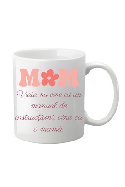 T&M Personalizare Cană personalizată - Mamă, viața nu vine cu manual, albă, 3...