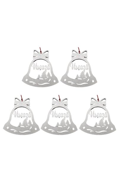 T&M Personalizare Set de 5 globuri de Crăciun - "Viseaza" - clopoțel, arginti...