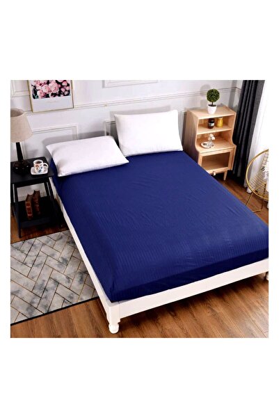 JOJO HOME Bed cover, cotton damask, 180x200cm, Navy blue