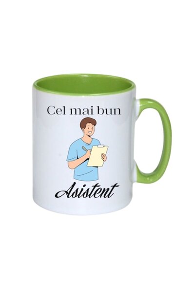 T&M Personalizare Cană personalizată - „Cel mai bun asistent!” (interior verd...
